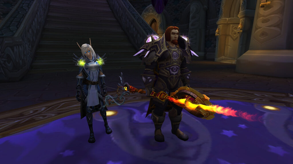 A character swinging a flaming sword